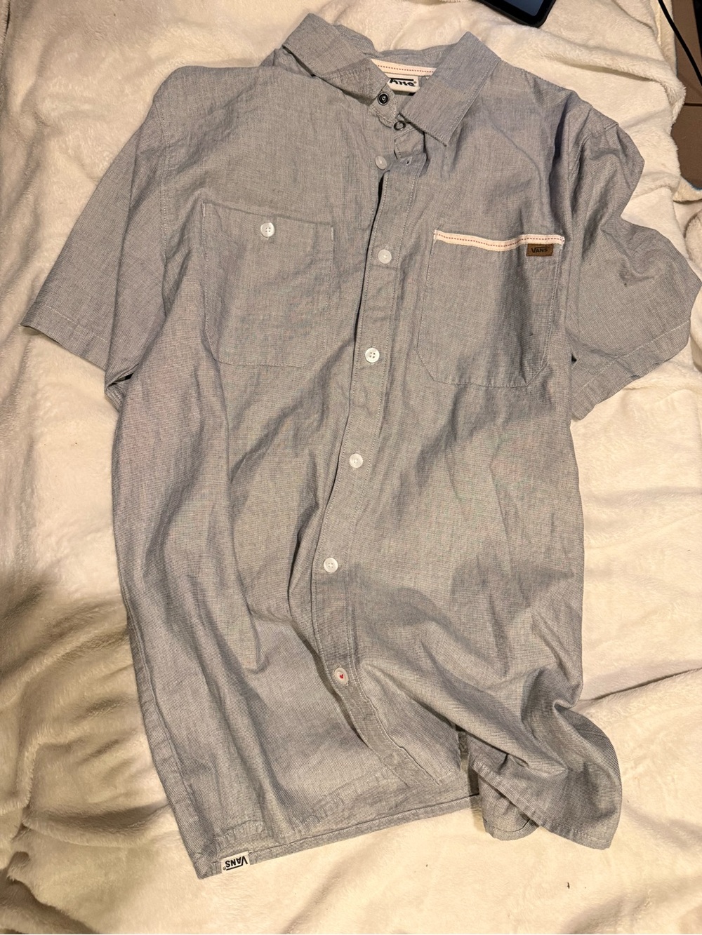 Vans Light Blue Short-Sleeve Button-Down Shirt